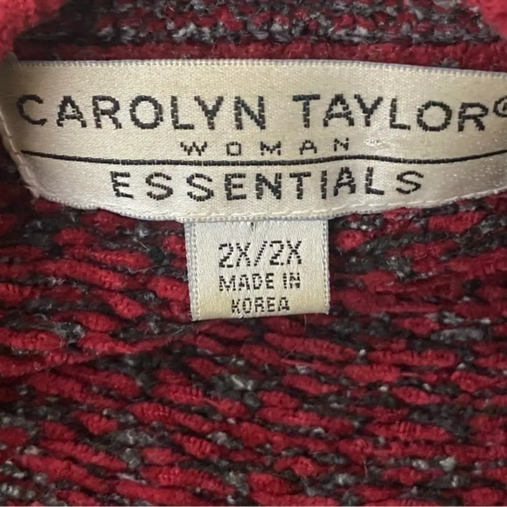 CAROLYN TAYLOR red and blue Vintage chenille sweater in size 2X. EUC - Image 6