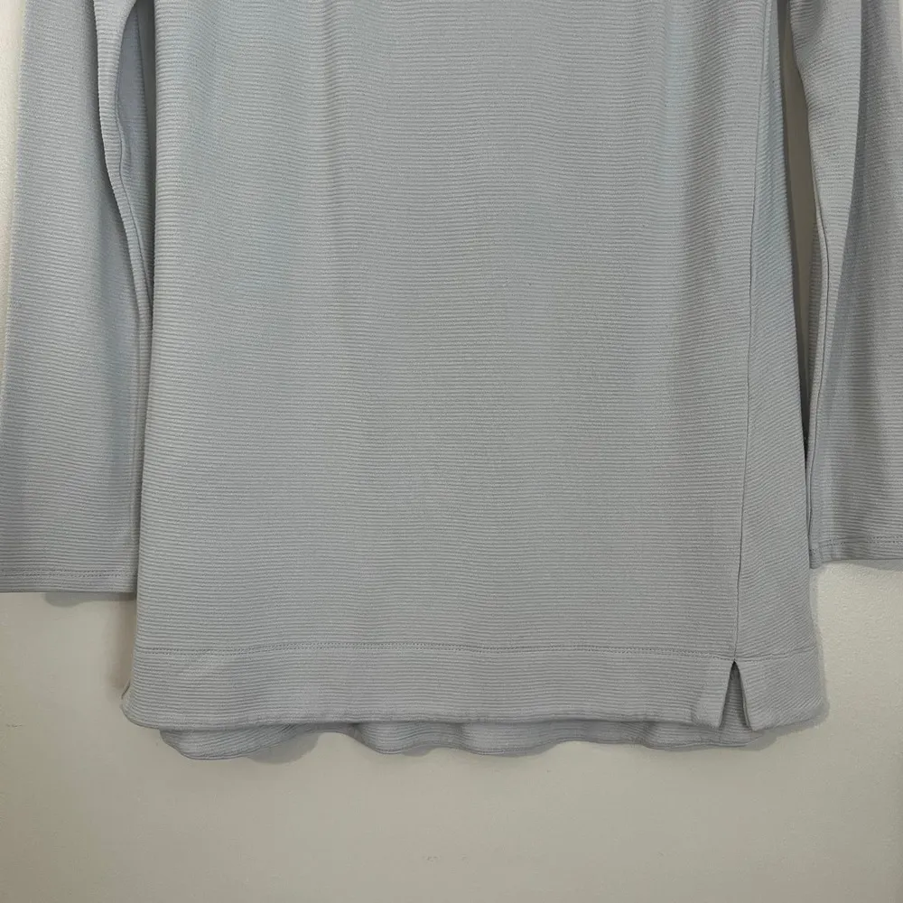 J Jill Ribbed Knit Longline Crewneck Tunic Top Gray Stretch Jersey Knit Size XS - Image 2