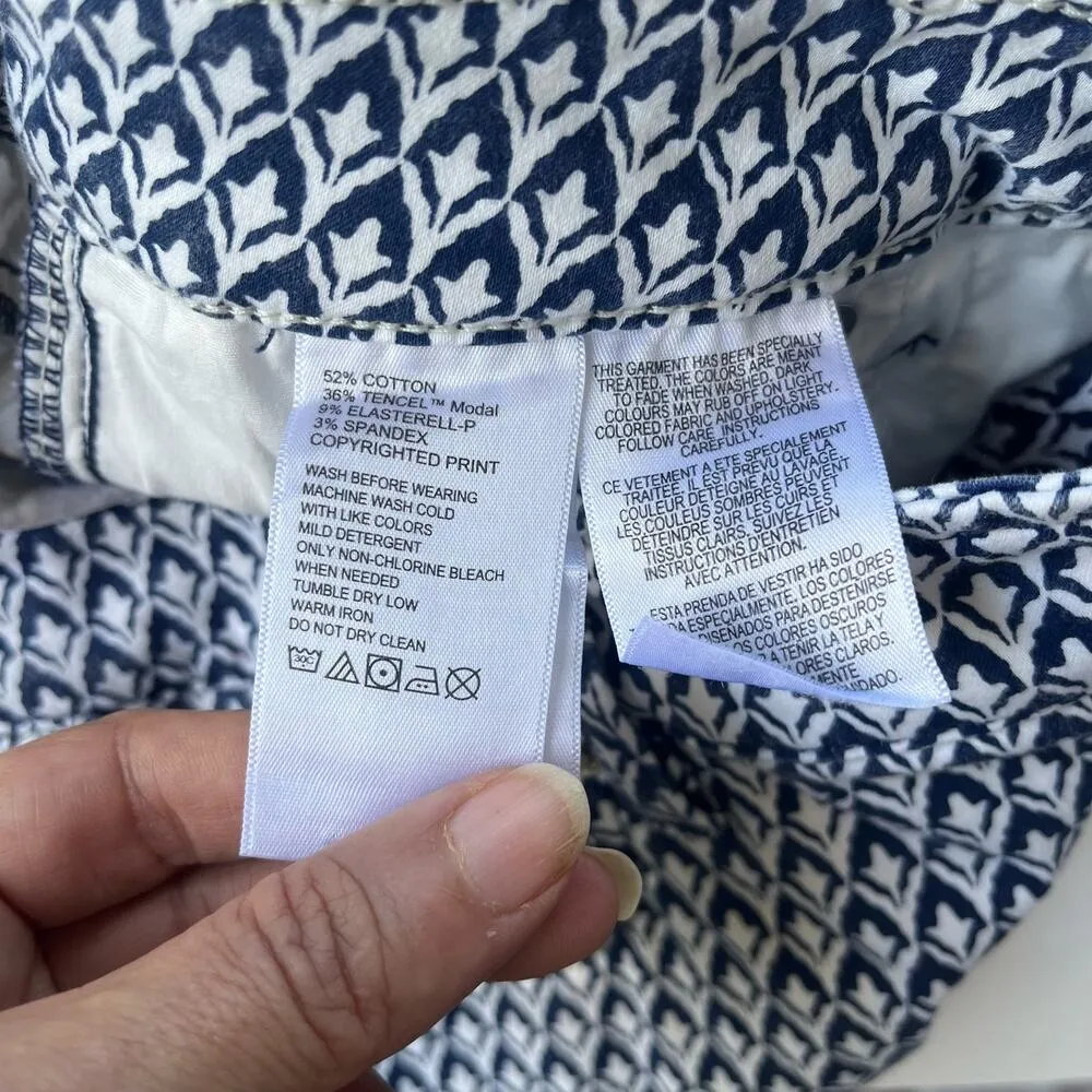 TOMMY BAHAMA Boracay Beach High Rise Ankle Womens Pants Sz 4 Blue White Model - Image 10