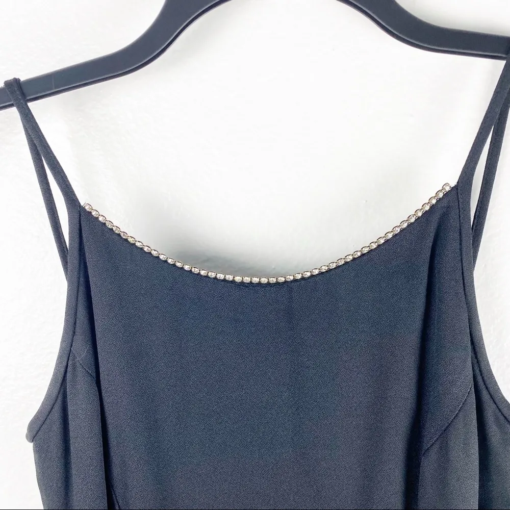 JESSICA MCCLINTOCK GUNNE SAX Black Spaghetti Straps Rhinestone Neckline Dress 2 - Image 5