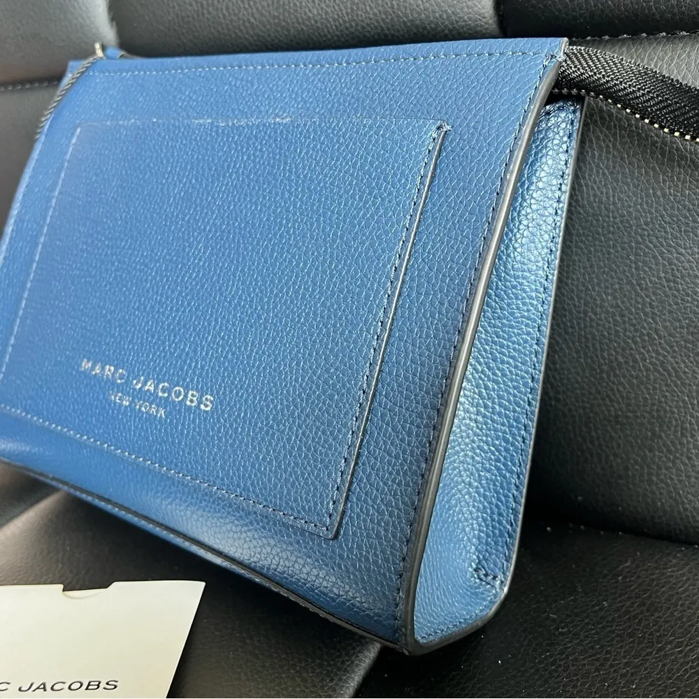 Marc Jacobs Azure Blue Leather Clutch Wallet Silver Hardware NWT - Image 3