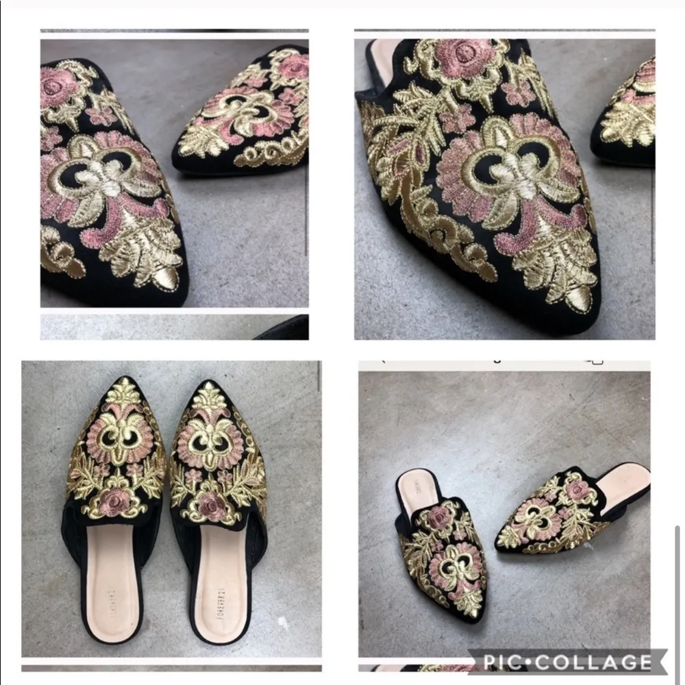 F21 new embroidered loafers mules slides Sz 5.5 - Image 11