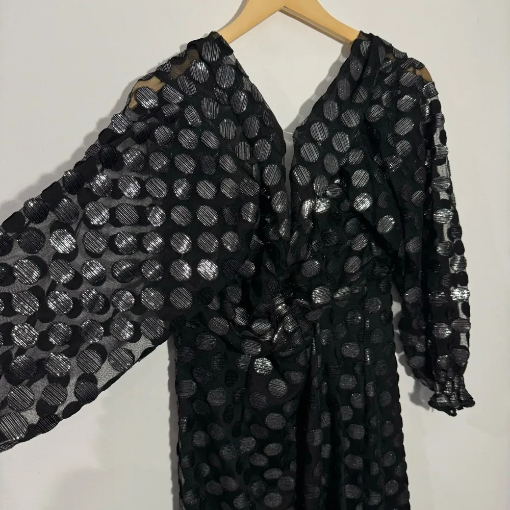 NWT REVOLVE x House of Harlow 1960 Rory Maxi Dress in Black Metallic Dot Size XL - Image 8