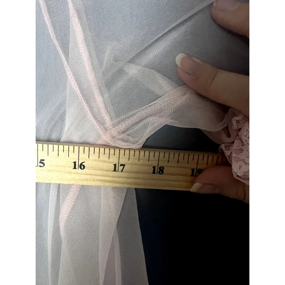 50s Housewife Housecoat Robe Pink Frilly Girly Sheer Sexy Short Feminine Puff Size undefined - Image 6