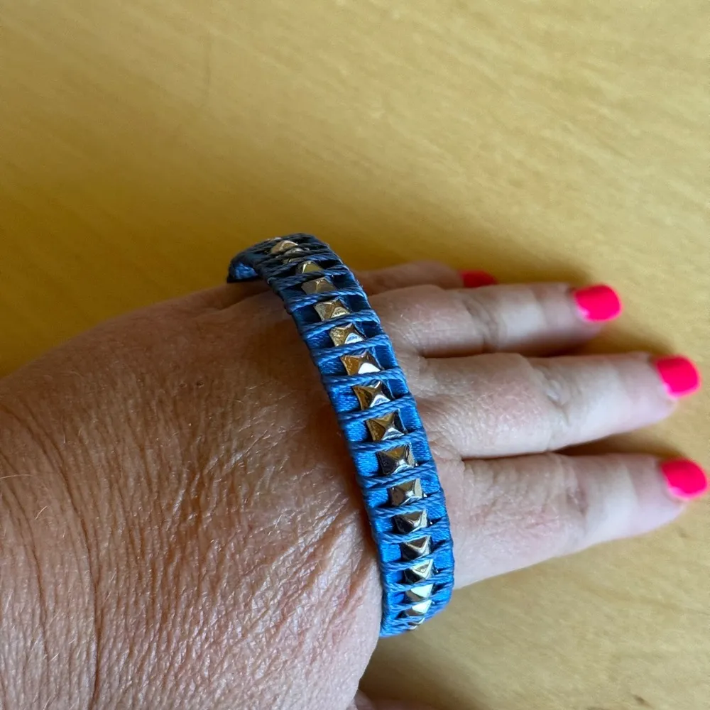 Blue and White Woven Bracelet Size 6 - Image 6