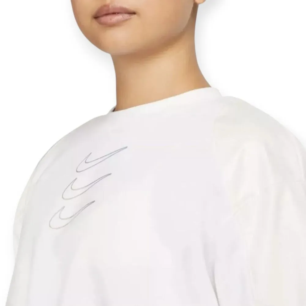 Nike | 2XL | Opal Fleece Pearl Sleeve Swoosh Graphic Crewneck Cropped Sweatshirt - Image 2