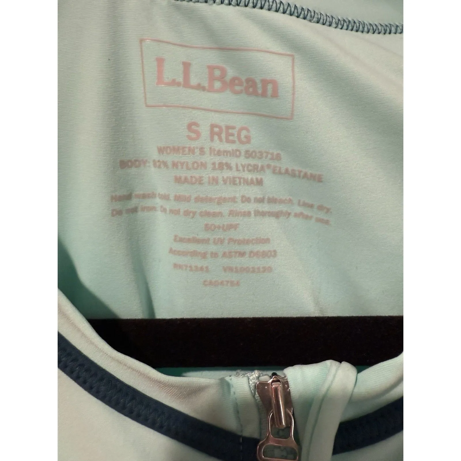 LL Bean Rash Guard Top Women Small 1/2 Zip Swimwear Stretch 50+ UPF Beach Travel - Image 3