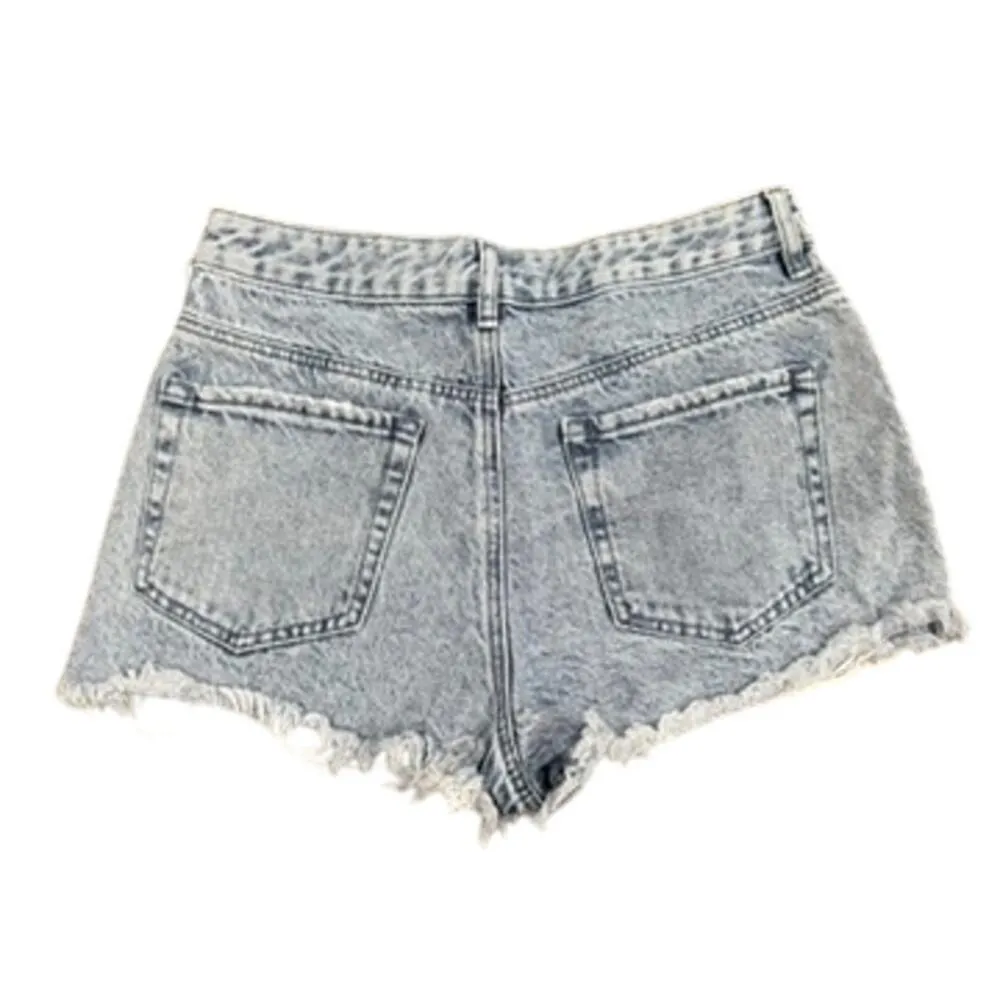Pacsun High Rise Festival Cutoff Ripped Jean Shorts in Blue, Size 27​​ - Image 3
