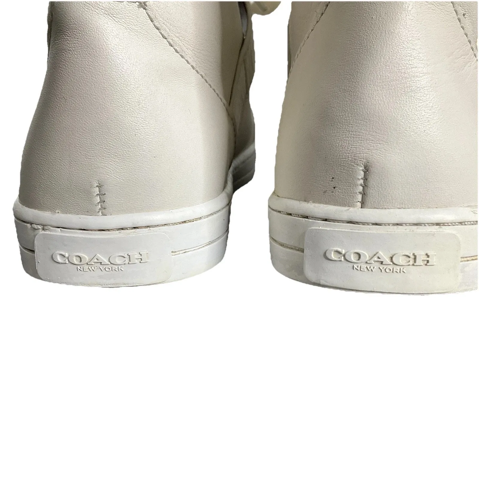 COACH PEMBROKE SPORT NAPPA CHALK LEATHER HIGH TOP SNEAKERS WOMENS Sz 7.5B EUR 37 - Image 7