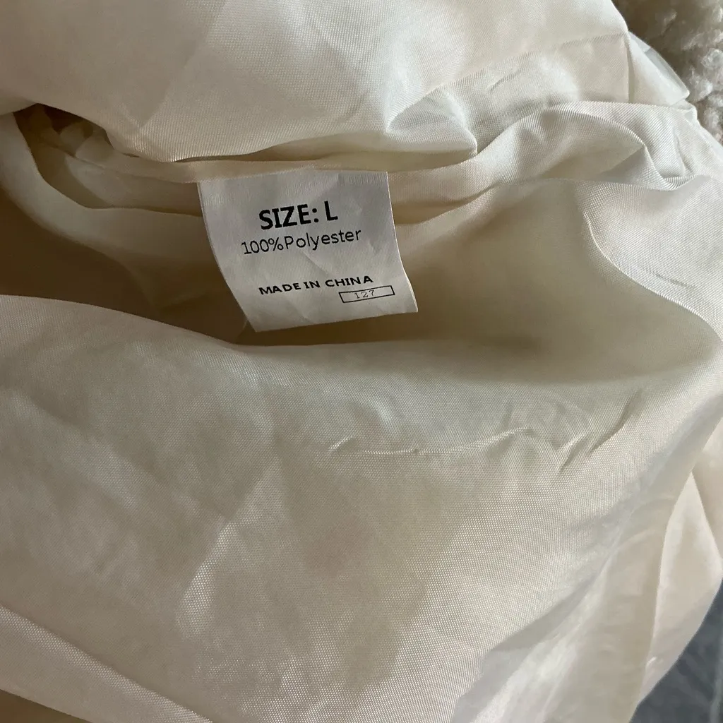 Cozy Cream and Blue Utility Jacket White Size L - Image 3