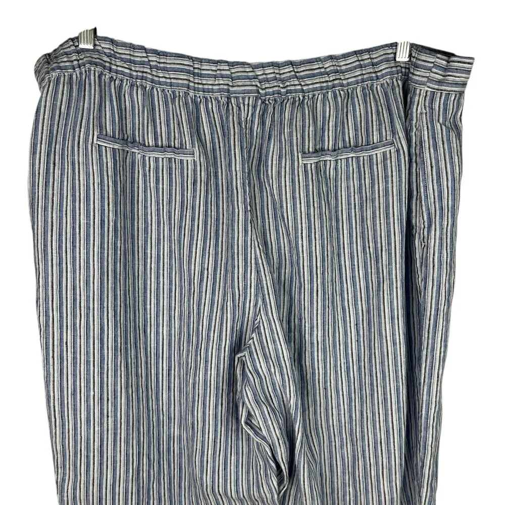 Chico's Linen Pants 4 Blue White Stripes XXL Size 20 - Image 6