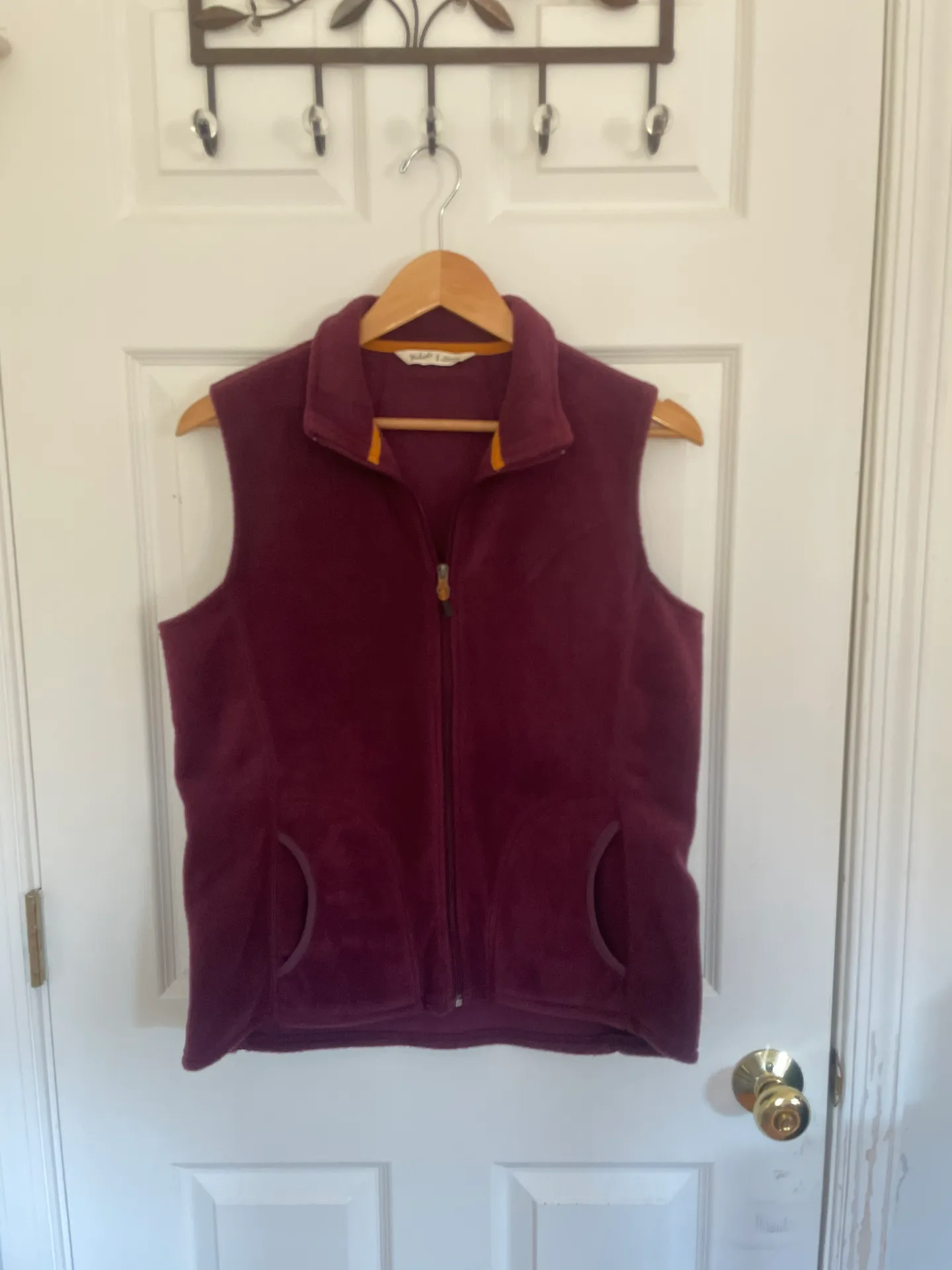 Burgundy Fleece Zipper Vest - Image 5