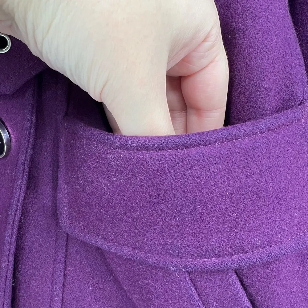 Green with Envy dark purple eggplant belted wool blend peacoat size medium - Image 4