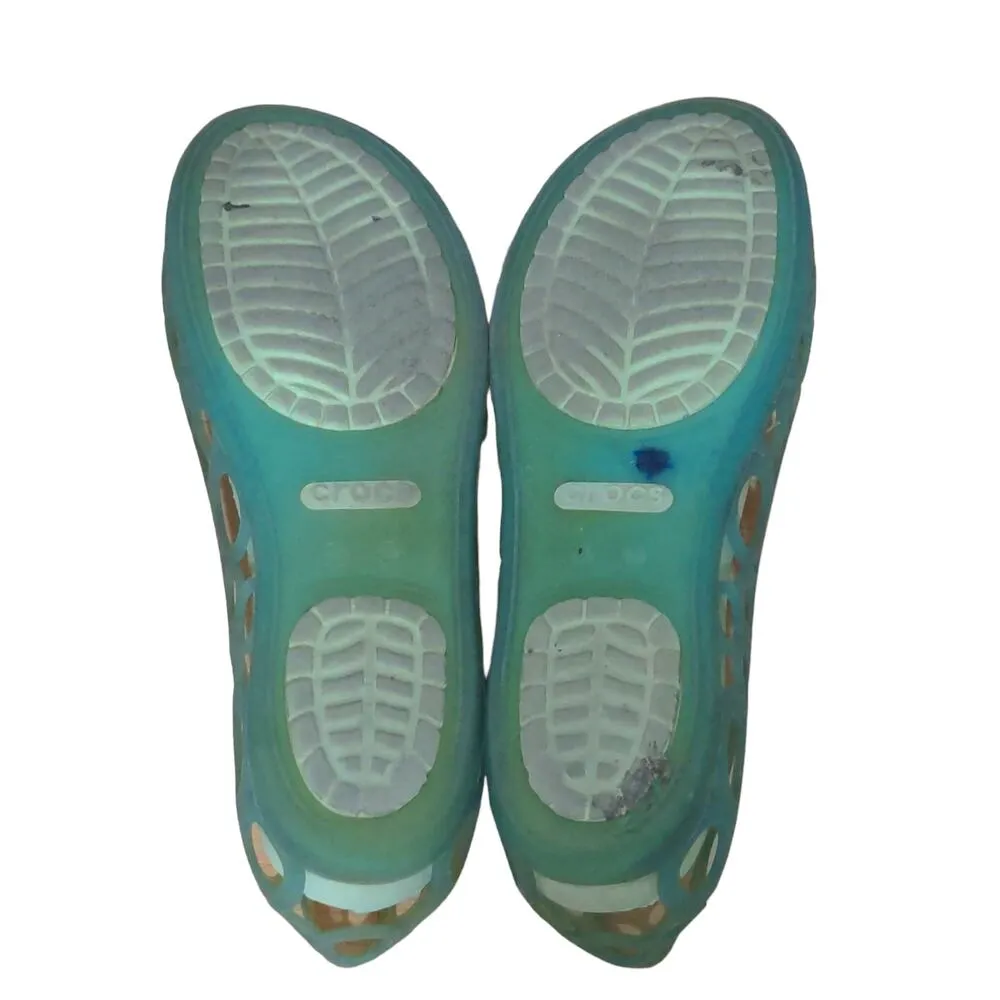Crocs Adrina Open Toe Slip On Ballet Flats Green Bubble Circle Cut Out Jelly 8 - Image 6