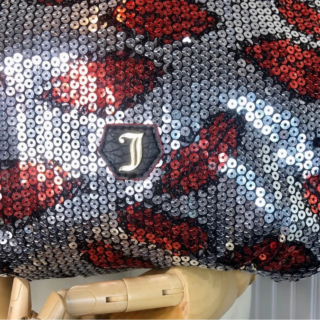 JUICY COUTURE Red Lips Lipstick Kiss Sequin Adjustable Crossbody Shoulder Bag - Image 5