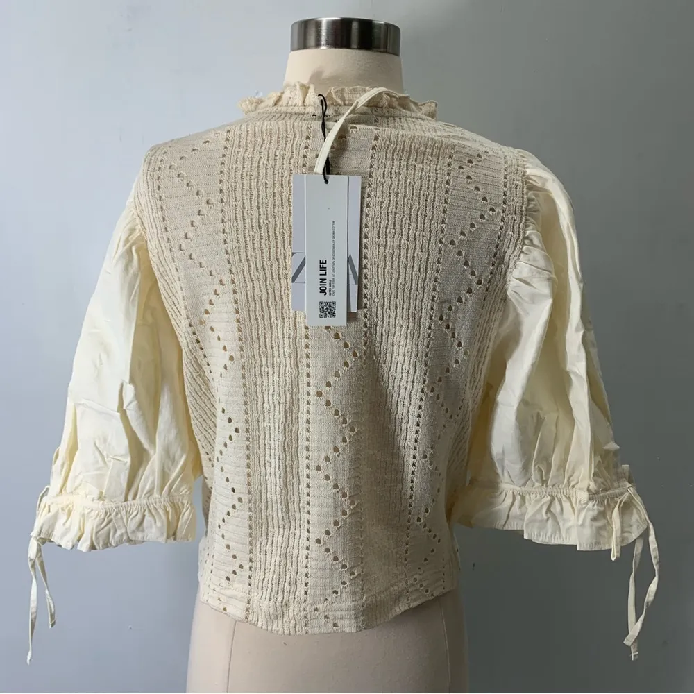 ZARA NWT balloons sleeves cram top size L - Image 2