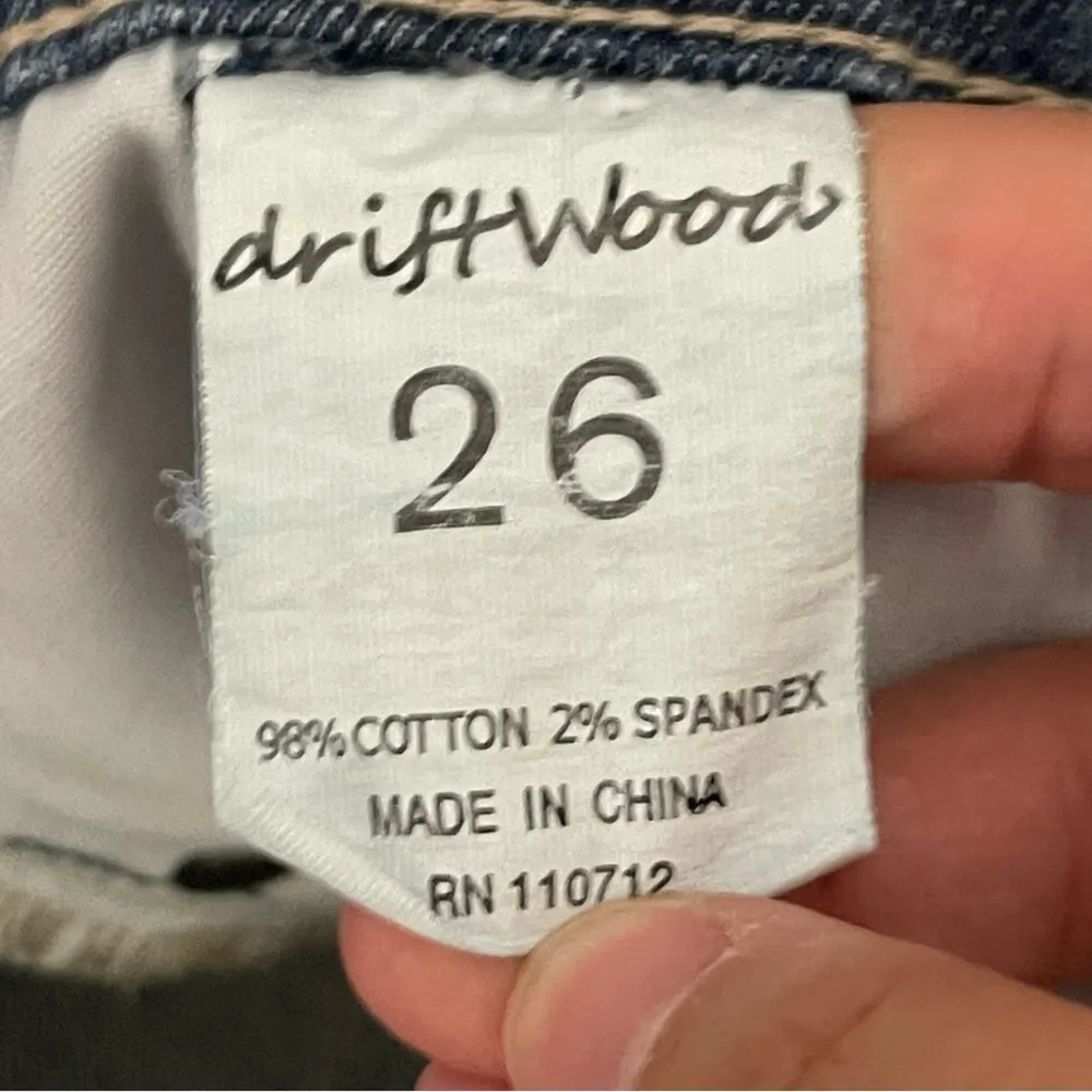 Driftwood  Eva Boho Floral Embroidered Frayed Hem Flare Denim Jeans Sz 26 - Image 11