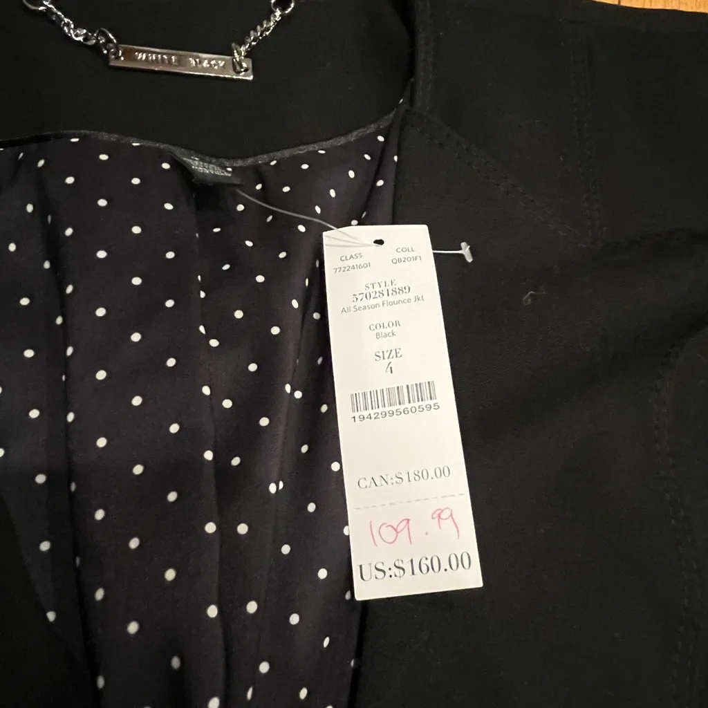 White House Black Market NWT All Season Flounce Jacket Black Size 4 - Image 5