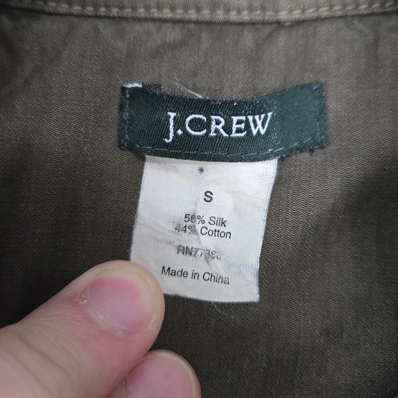 J. Crew Olive Green Utility Jacket Silk Blend Belted Military Style Size Small - Image 5