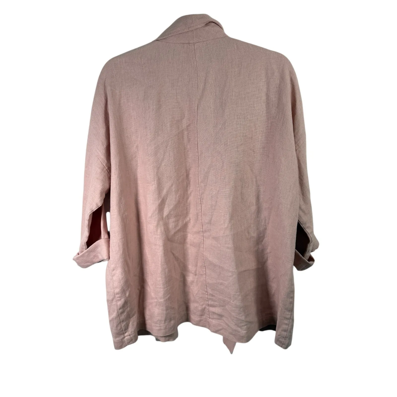 Eileen Fisher 100% Organic Linen Pink Blazer Oversized Lagenlook Womens Small - Image 5