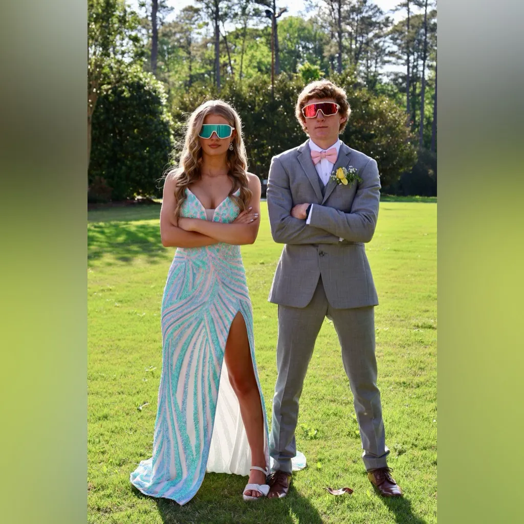 Ashley Lauren Strapless Multi/Ivory Floral Sequin Prom Dress Style 11236 - Image 2