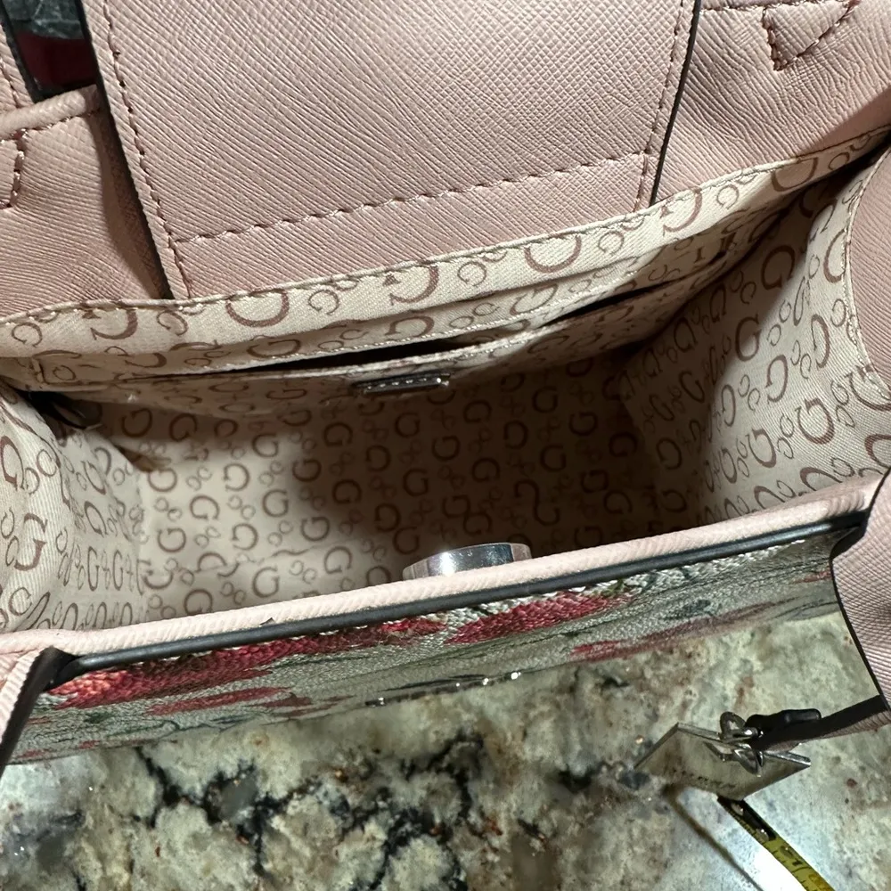 Guess Floral Satchel Mini Bag Pink Flowers Shoulder Crossbody Purse New NWOT - Image 10