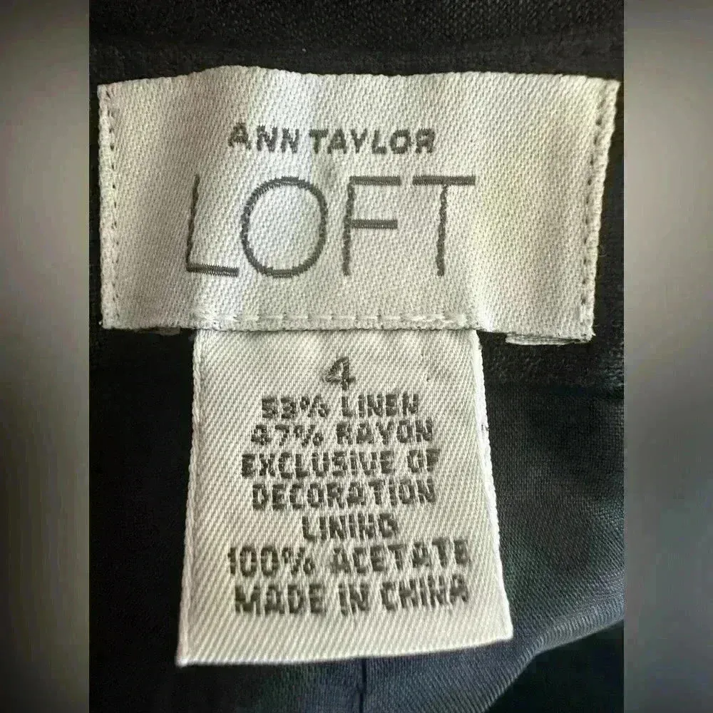 Ann Taylor Loft Linen Blend Black Women's Pants (369) - Image 9