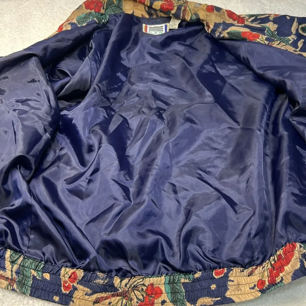 Vintage 100% Silk EVR Bomber Jacket Size M Petite Red - Image 11