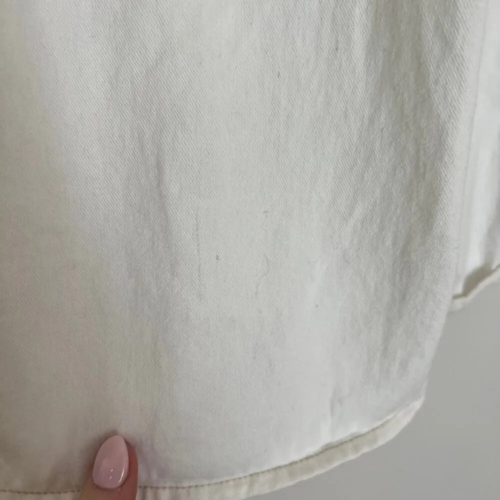 Sincerely Jules 100% Cotton White Romper Skort Dress Smocked Back Tie Waist Sz M - Image 7