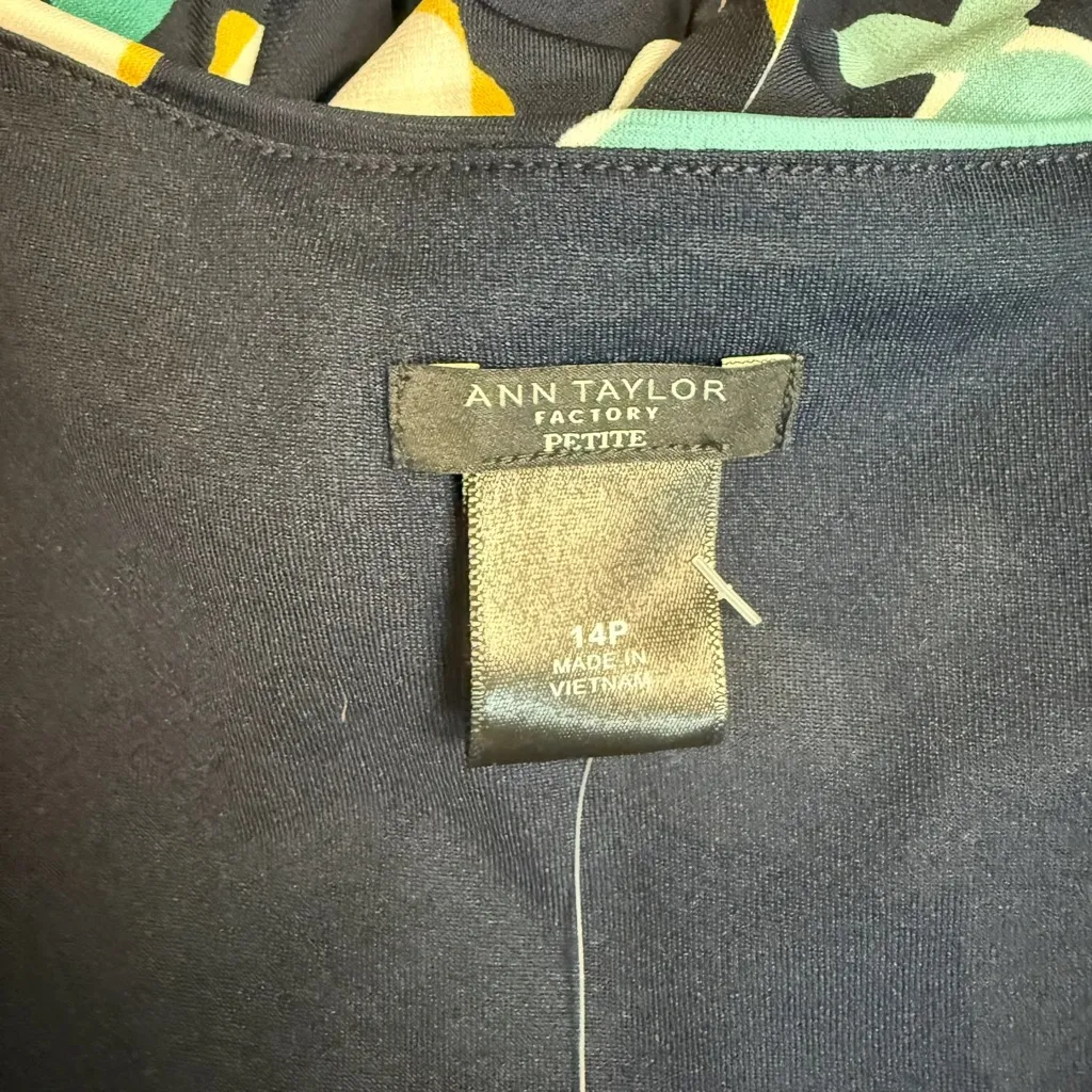 Ann Taylor Navy Blue Floral Dress - New - Size 14 Petite - Image 6