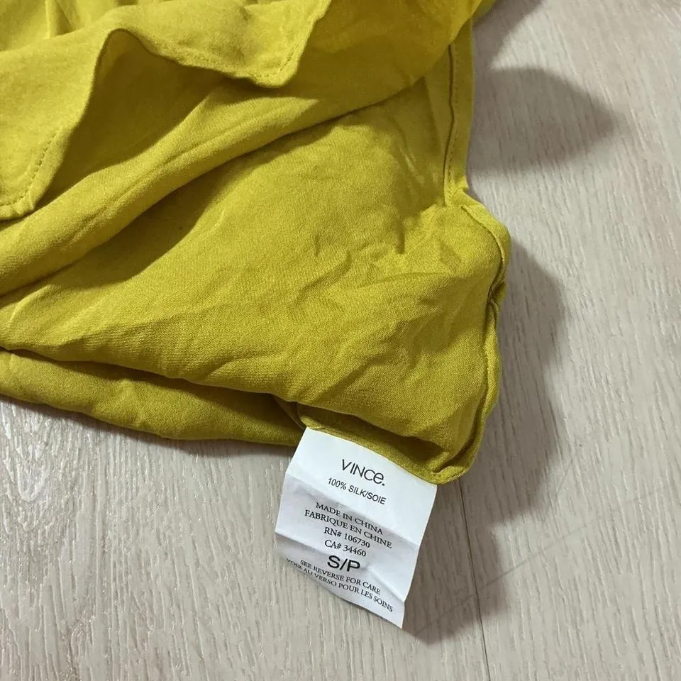 Vince Silk V Neck Long Sleeve Tunic Blouse Top Women S P Yellow - Image 4