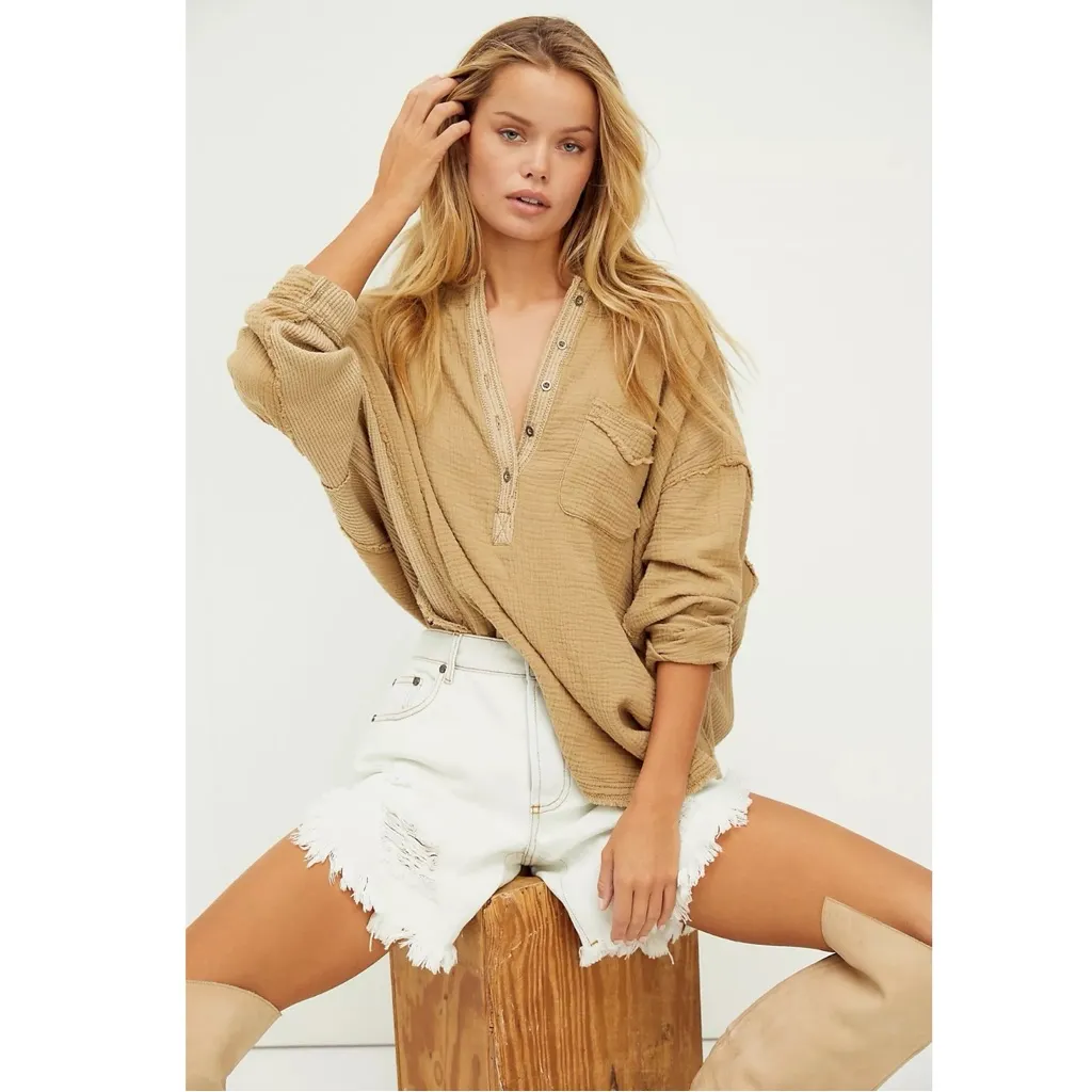 Free People Bohemian LagenLook Gauze Palo Santo Pullover Tunic Top Size Large - Image 4