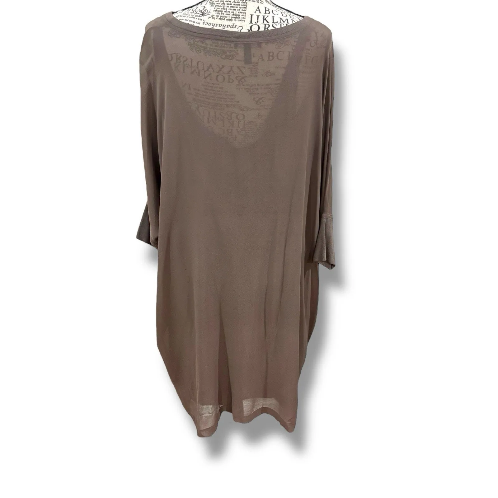 Eileen Fisher Size XL Brown 100% Silk Chiffon 2-Layer Dress Oversized Lagenlook - Image 8