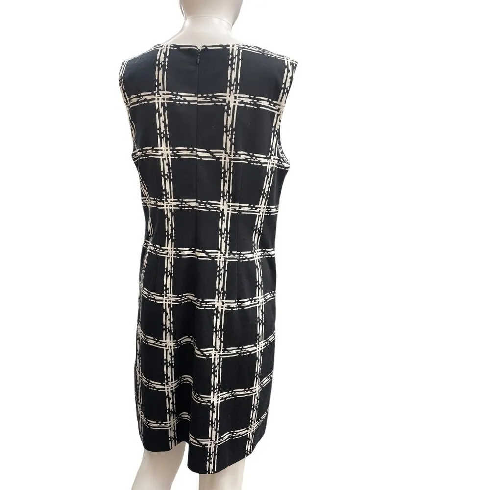 Vince Camuto Black and White Checked Sheath Dress Size 8 SKU 1121 - Image 2