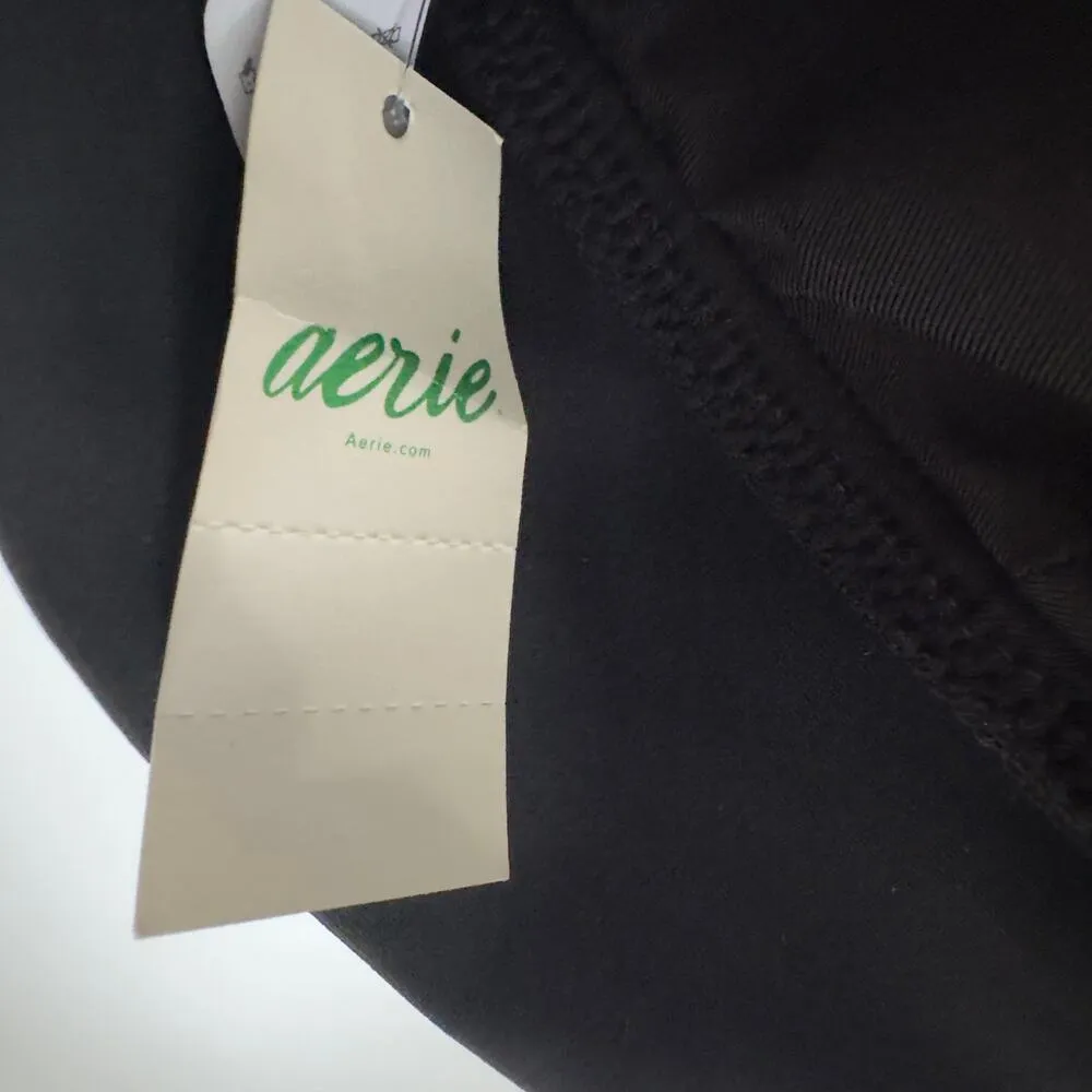 Aerie Bikini Swimsuit Set Triangle Top Striped Ruffle Bottom Black White Padding - Image 12