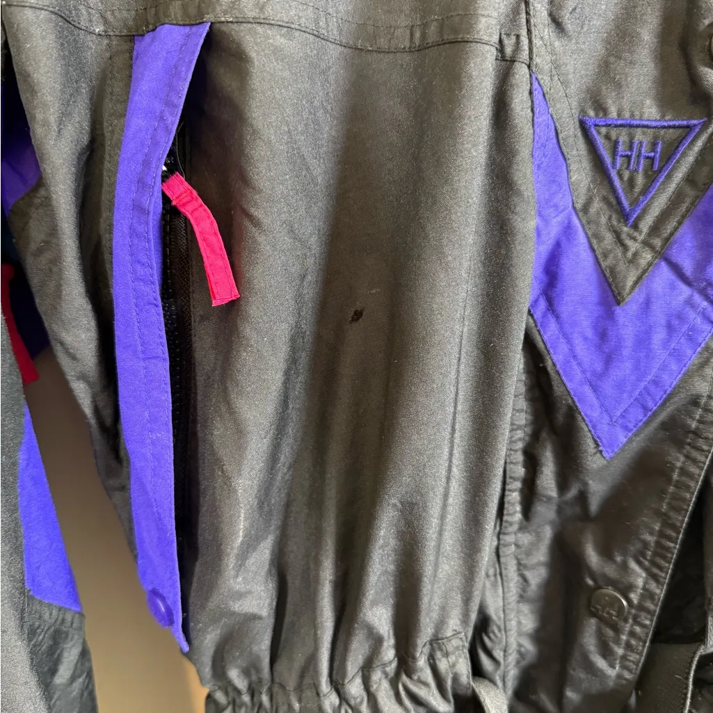 Helly Hansen  Vintage Transitional Ski Suit Snowboard Black Purple Large - Image 6