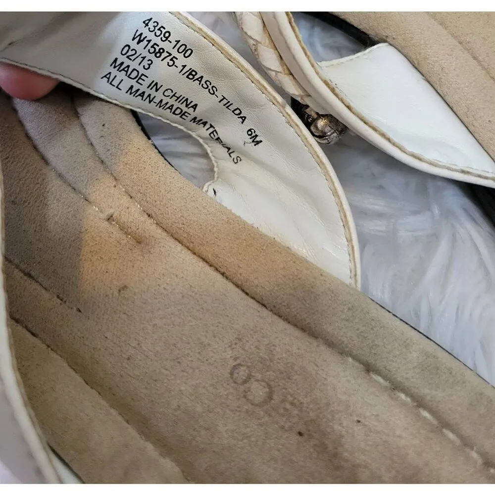 G.H. Bass & Co. White w/ Turquoise decals Wedge Sandals Size 6 Bass Tilda - Image 5