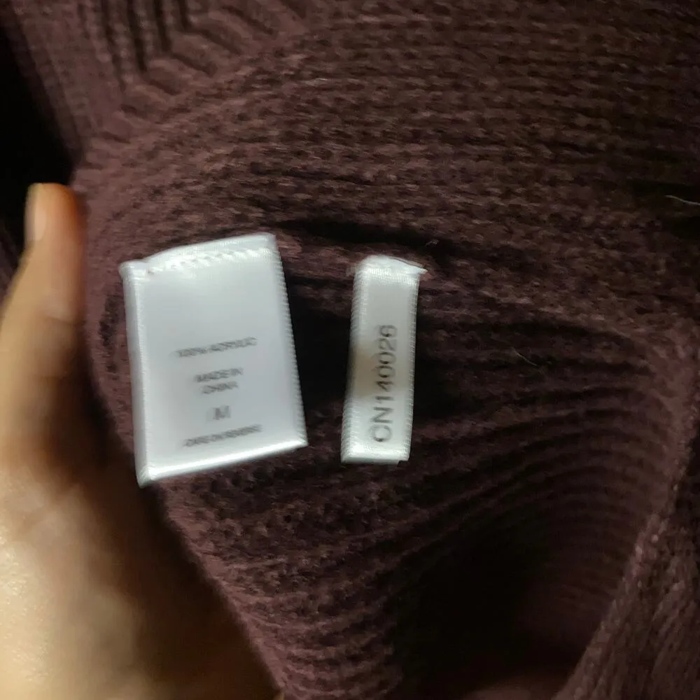 NWT Soho Jeans New York & Company Burgundy Cold Shoulder Sweater Size Medium Purple - Image 6