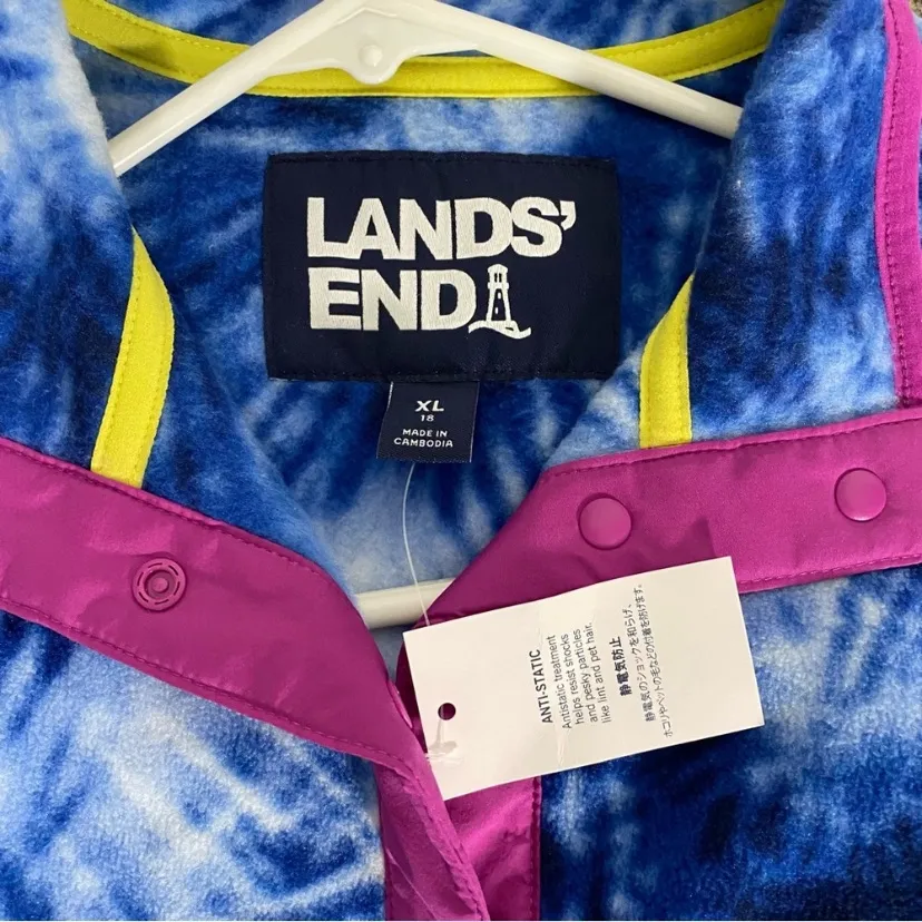 NWT LANDS' END Fleece Henley Pullover Jacket - Image 6