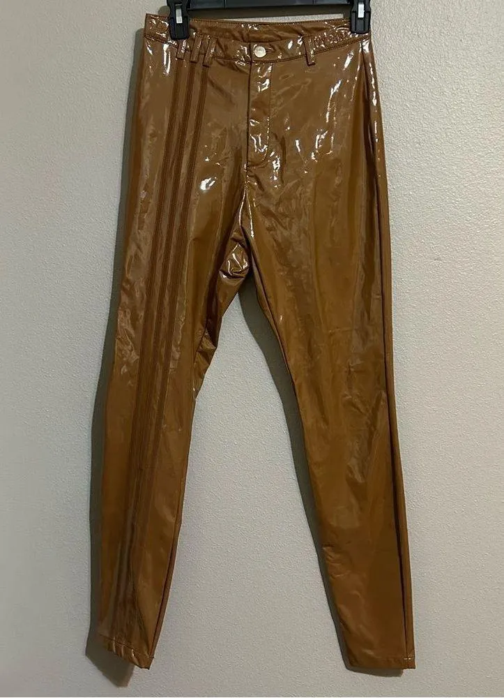 Adidas x Ivy Park brown embroidered latex pants women’s size small - Image 3