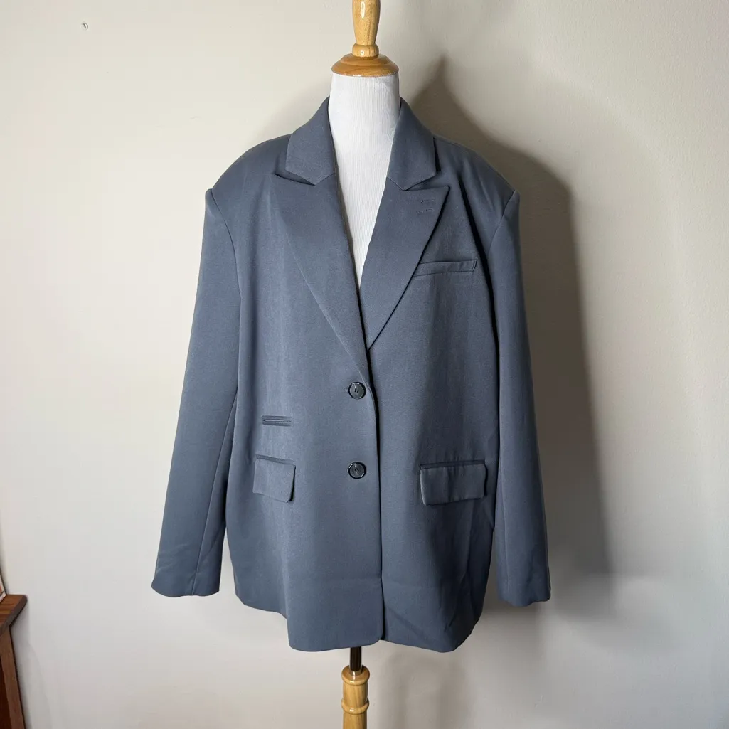 Nasty Gal Charcoal Gray Oversized Tailored Blazer - Image 2