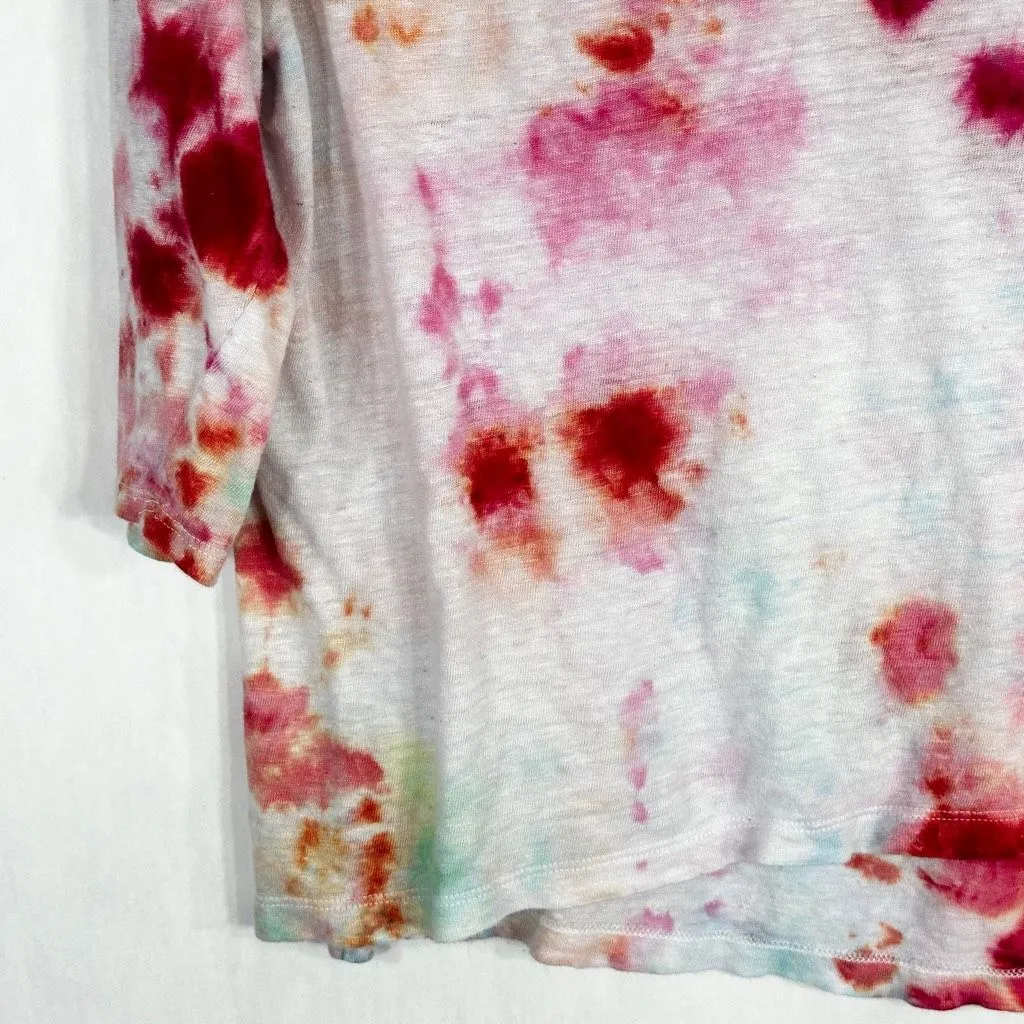 Artisan NY Small Top‎ Everlasting Rose Tie Dye Pink White Linen Handmade 1165 - Image 5