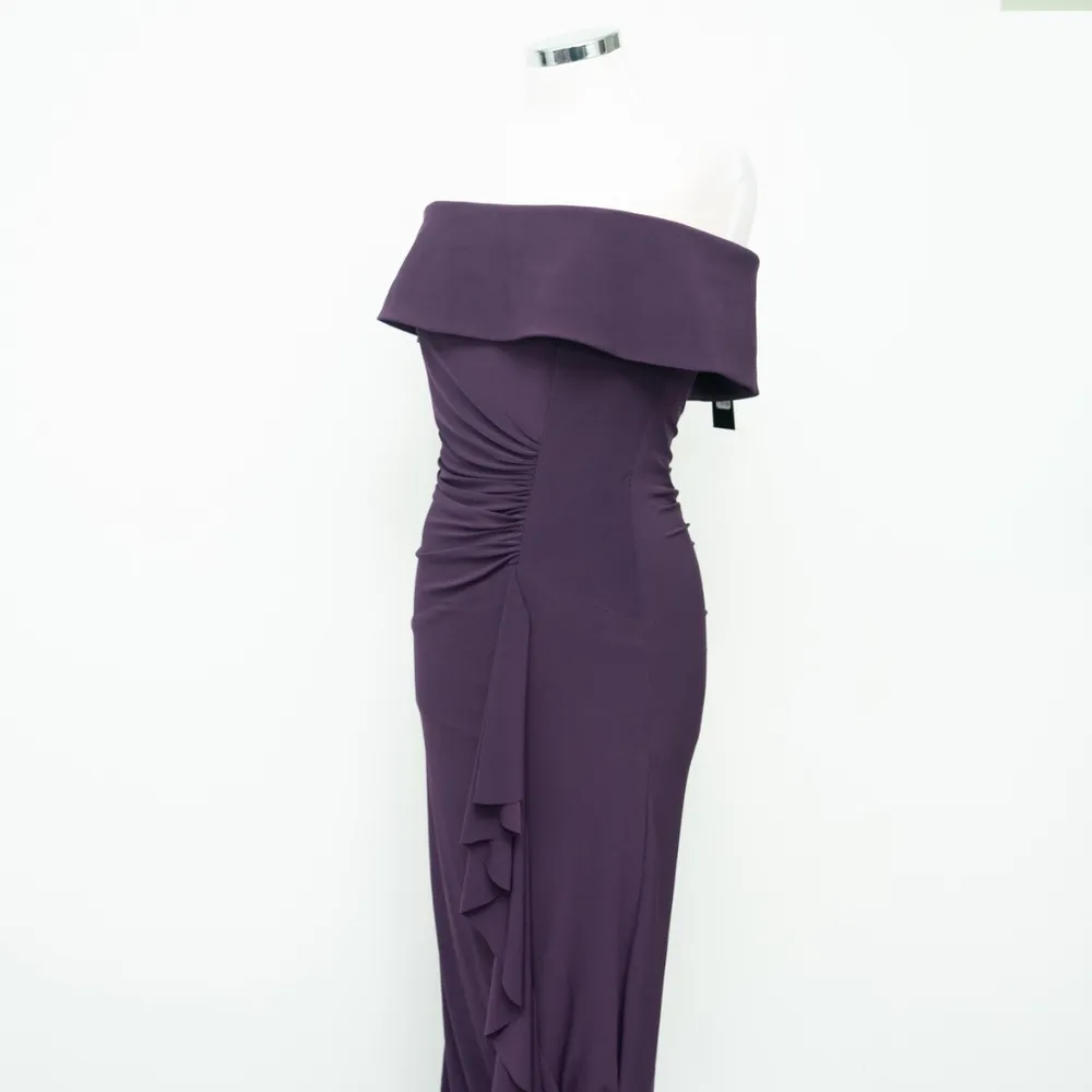 XSCAPE. Off-The-Shoulder Side-Ruched Ruffled Gown. - Image 14