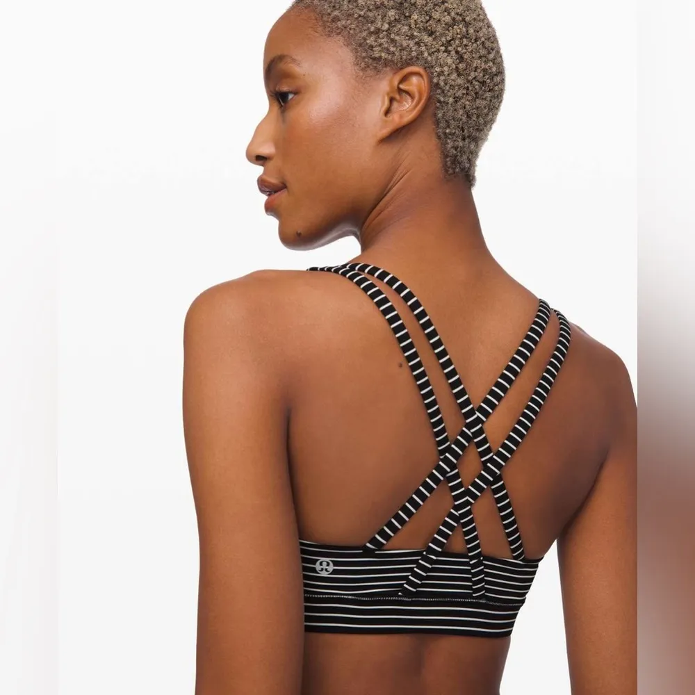 Lululemon  Athletica Energy Sports Bra in Mod Stripe Black White Size 4 Racerback - Image 2