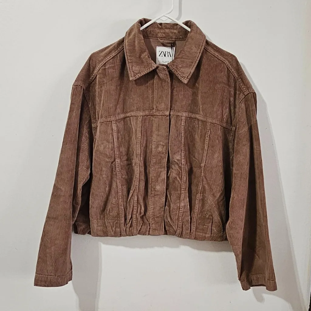 ZARA Corduroy Cropped Jacket - Brown - Women's Size L - 4365/270/730 NWT - Image 2