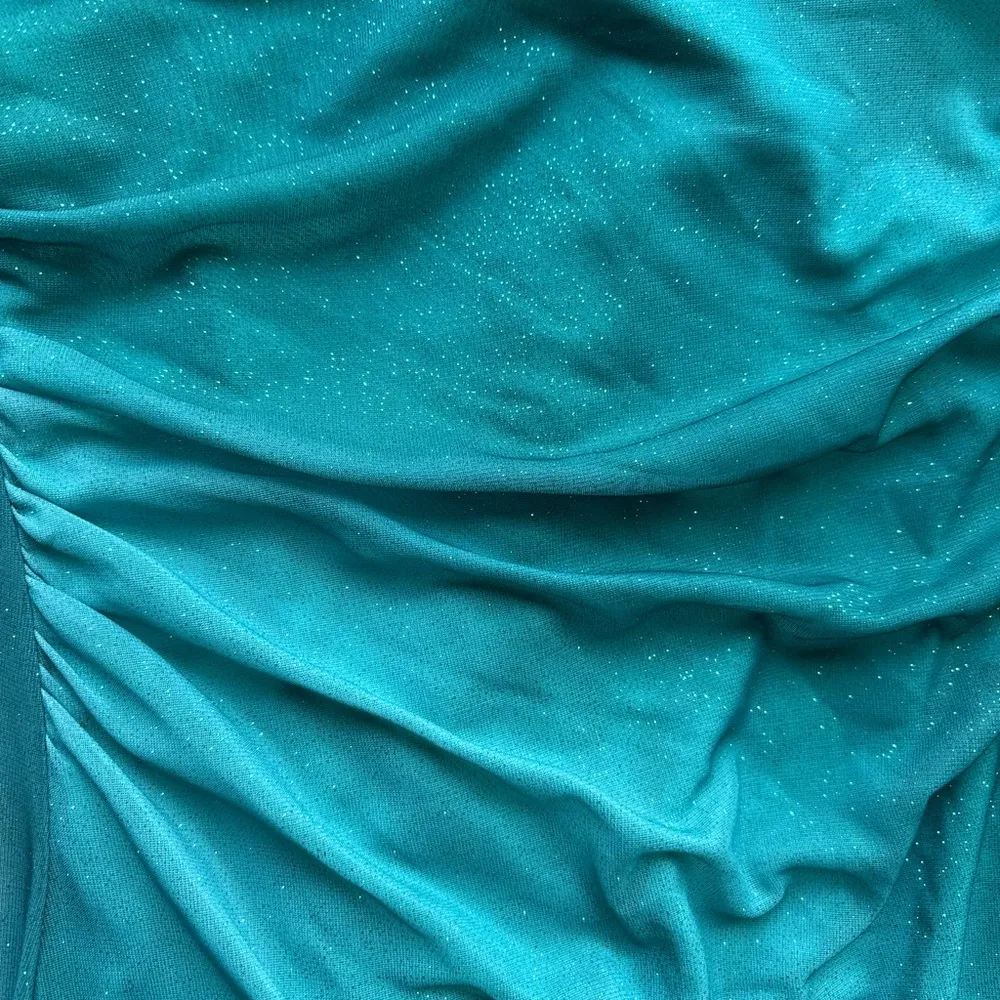 Teal Turquoise Blue Midi glittery Dress - Image 3