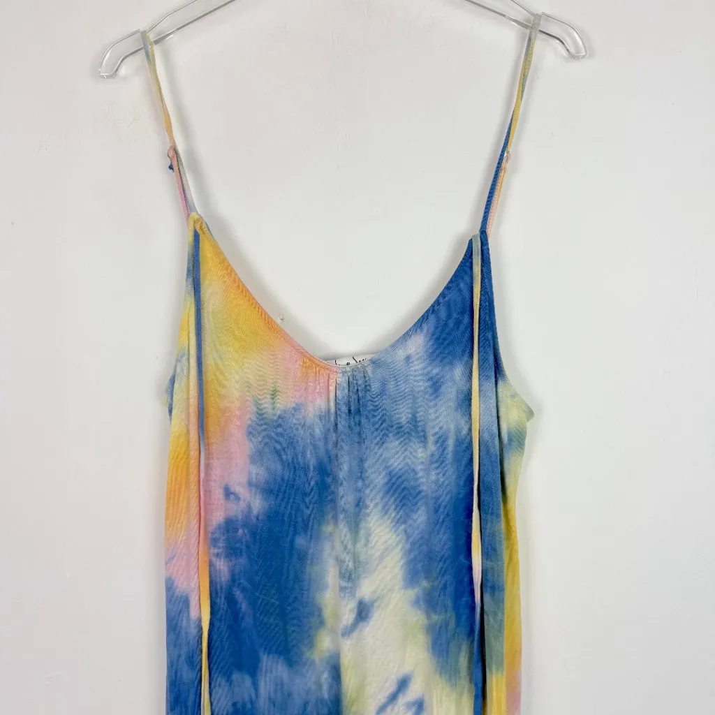 NWT Sadie & Sage Tie Dye Sleeveless Maxi Dress Blue Yellow Size Large L NEW - Image 2