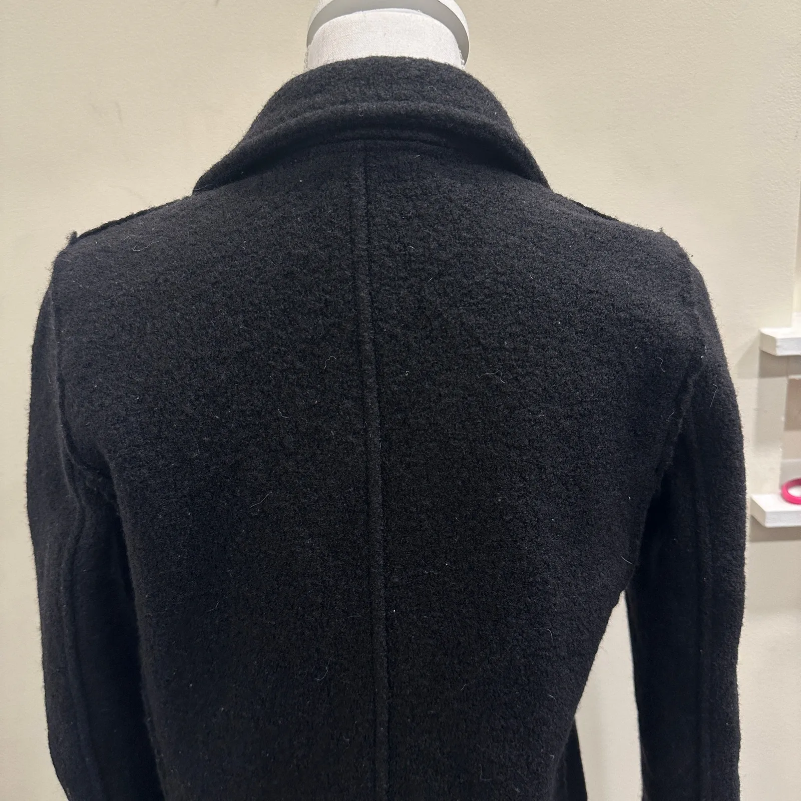 J. Crew Black Daphne Italian Boiled Wool Top Coat Sz 2 Old Money Preppy Heritage - Image 10