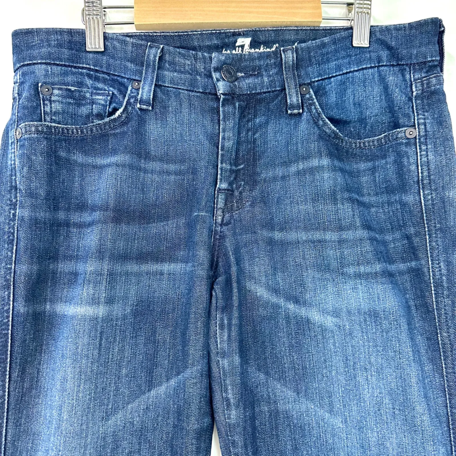 7 FOR ALL MANKIND Denim Low Rise Flare Bootcut A Pocket Jeans Dark Wash Women 29 - Image 2