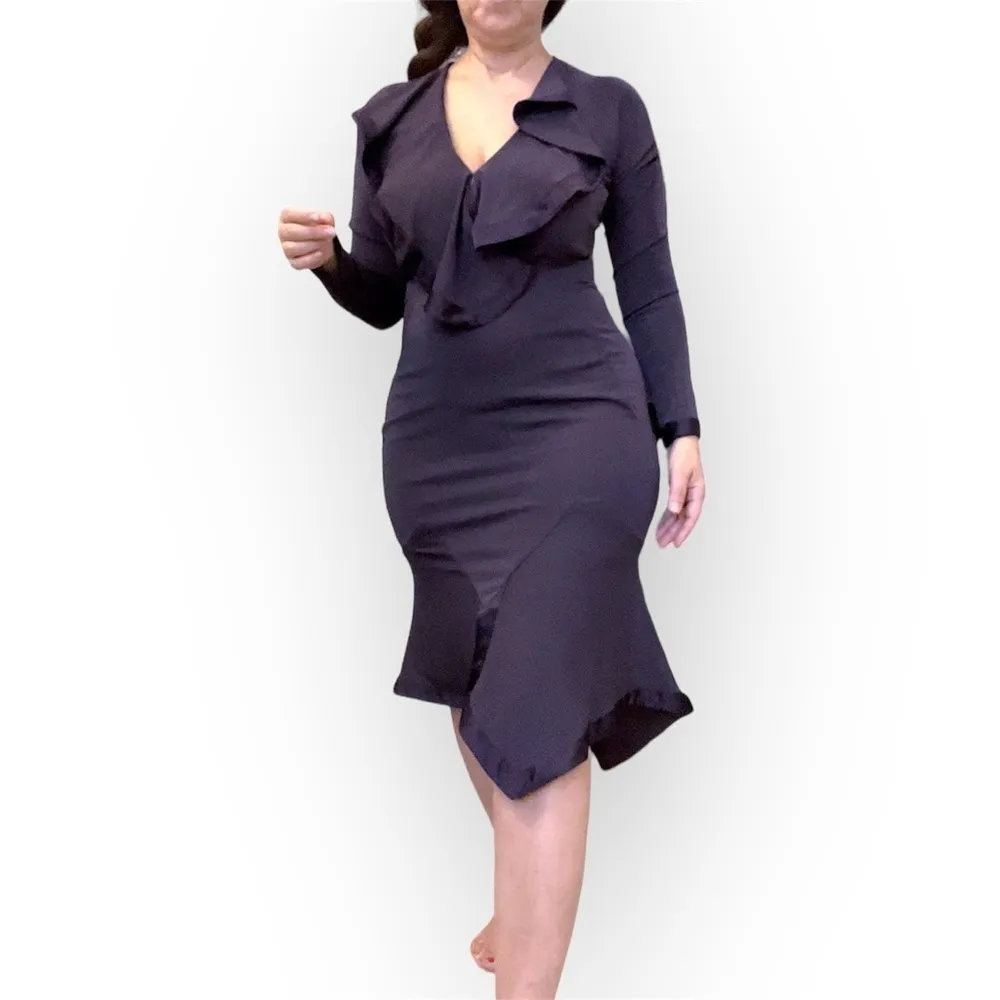 Yigal Azrouel silk jersey mermaid midi dress, eggplant color, sz Small/Medium Purple - Image 3